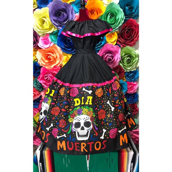 Mexican two piece day of the dead dress mexico todo corazon - Picture 16 of 16